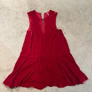 Free people cherry red soft focus velvet dress size medium